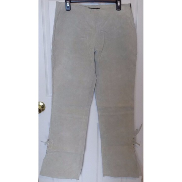 Saint Tropez West Pants - Saint Tropez Women's Suede Leather Pants Uncut Full Length Beige Tan Size XL 32"